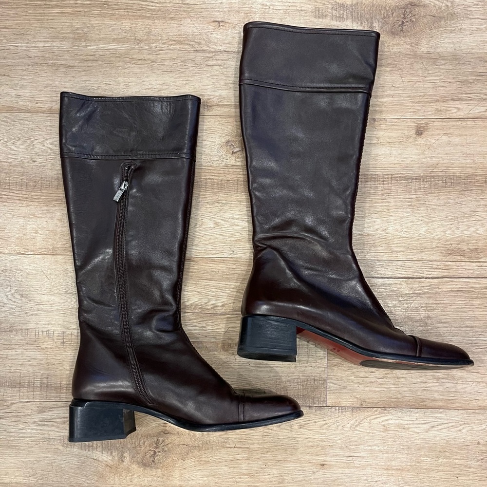 Bally Dark Brown Leather Knee-High Boots